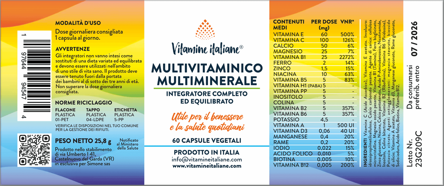multivitaminico etichetta